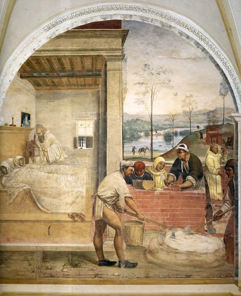 Vida de São Bento, cena 32: Bento aparece em sonho para dois monges - Il Sodoma (Giovanni Antonio Bazzi)