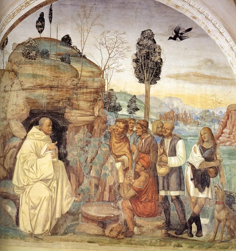 Vida de São Bento, cena 7: Bento ensina os camponeses - Il Sodoma (Giovanni Antonio Bazzi)