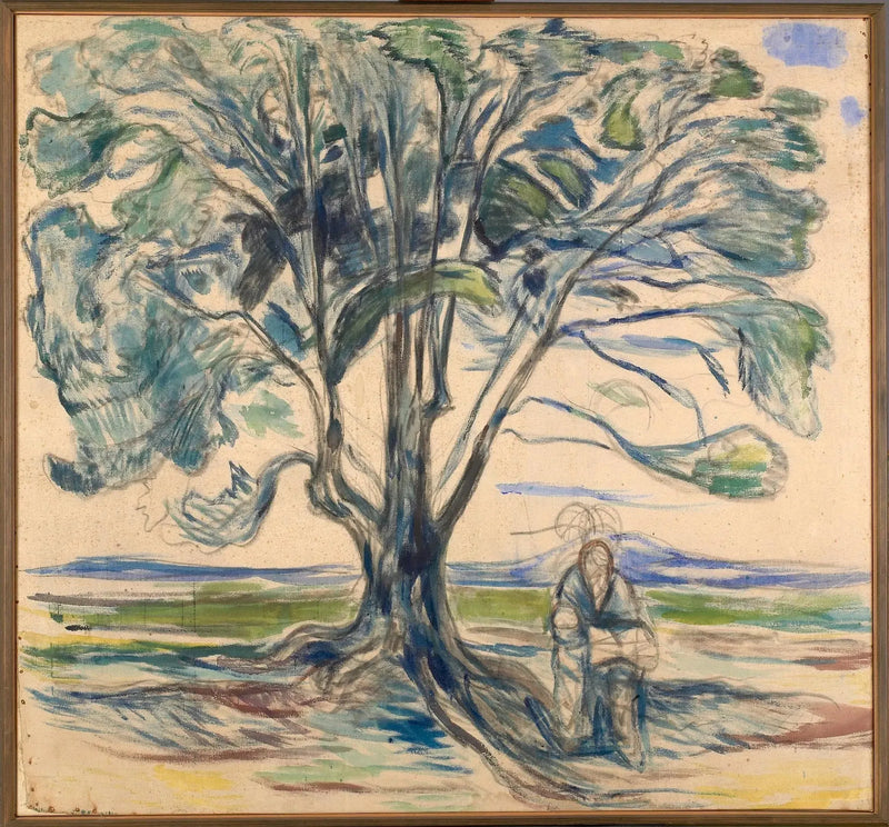 Velho Homem sentado sob uma árvore - Edvard Munch