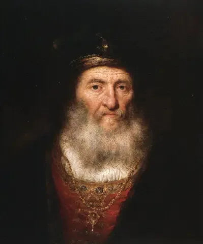Velho com barba e boina usando um medalhão - Rembrandt