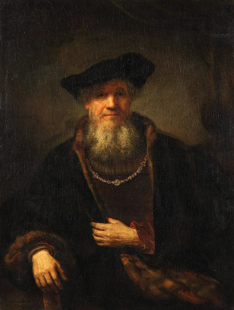 Velho com um casaco de pele - Rembrandt