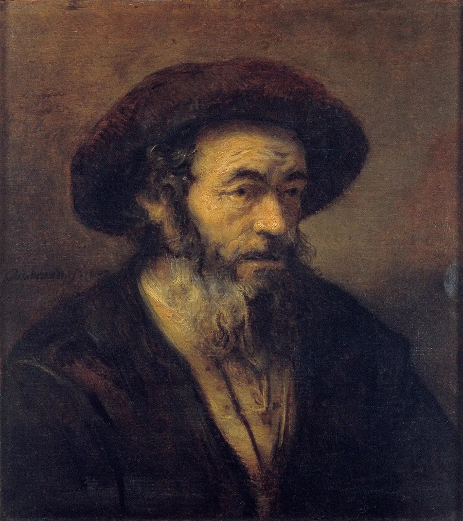 Velho homem com barba olhando para a direita - Rembrandt