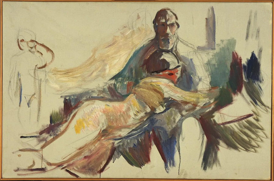 Velho Homem com uma mulher nua em seus braços - Edvard Munch