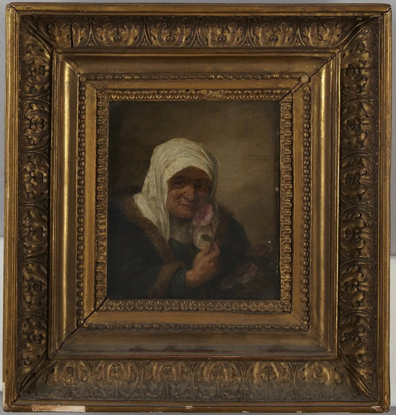 Velha senhora com rosa - David Teniers, o Jovem