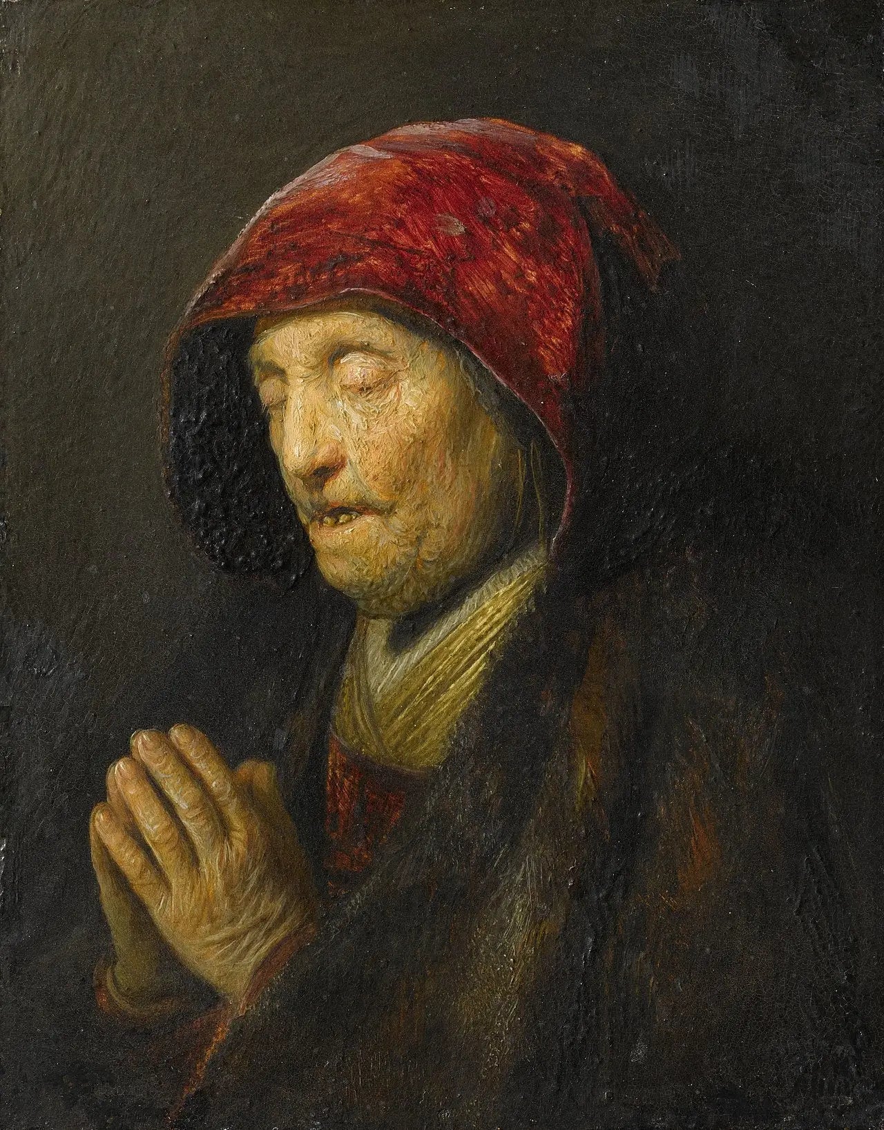 Vieille femme en prière - Rembrandt image 1 reproduction réalisée par Alpha Reproduction