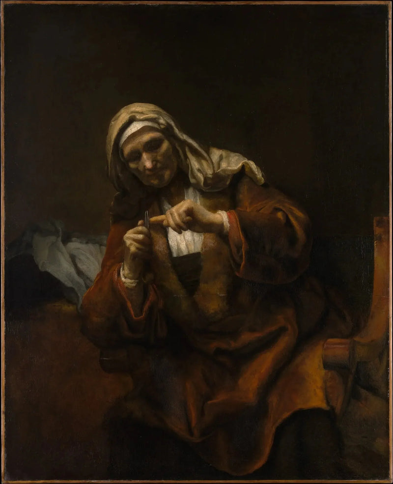 Velha mulher cortando as unhas - Rembrandt
