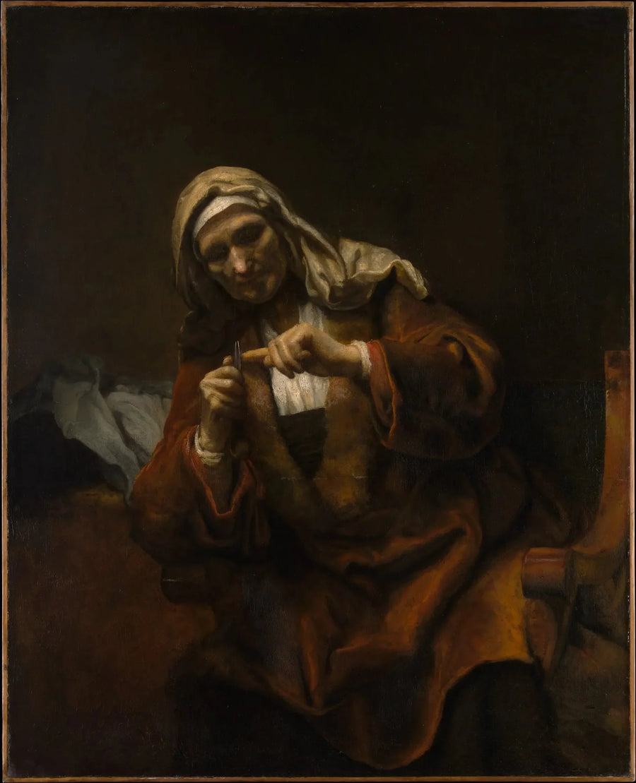 Velha mulher cortando as unhas - Rembrandt