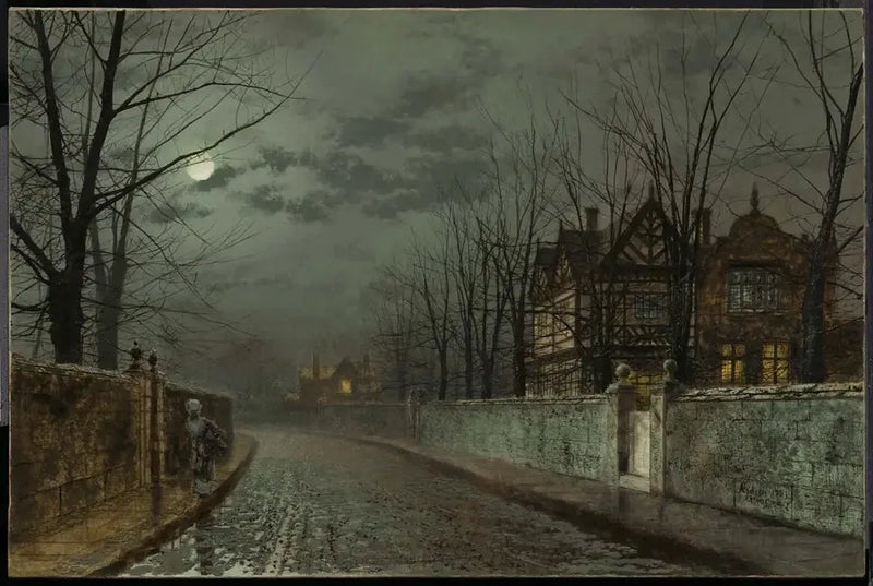 Velha casa inglesa ao luar - John Atkinson Grimshaw