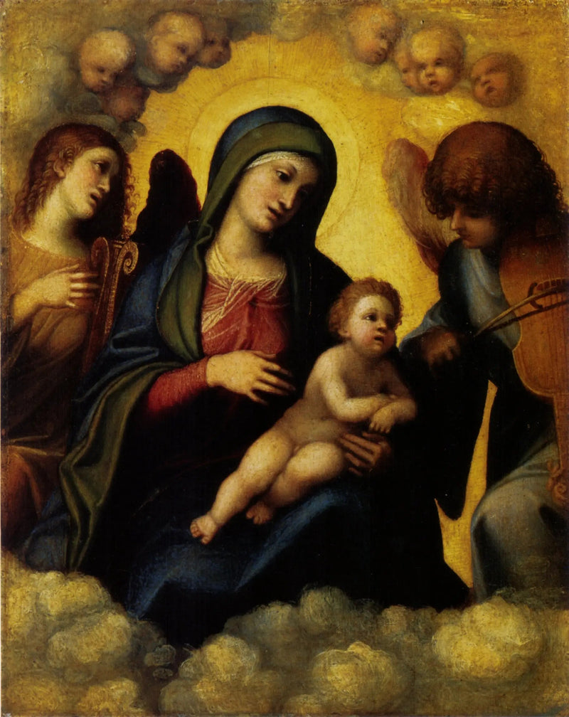 Virgem com o Menino acompanhada de dois anjos músicos - Antonio da Correggio