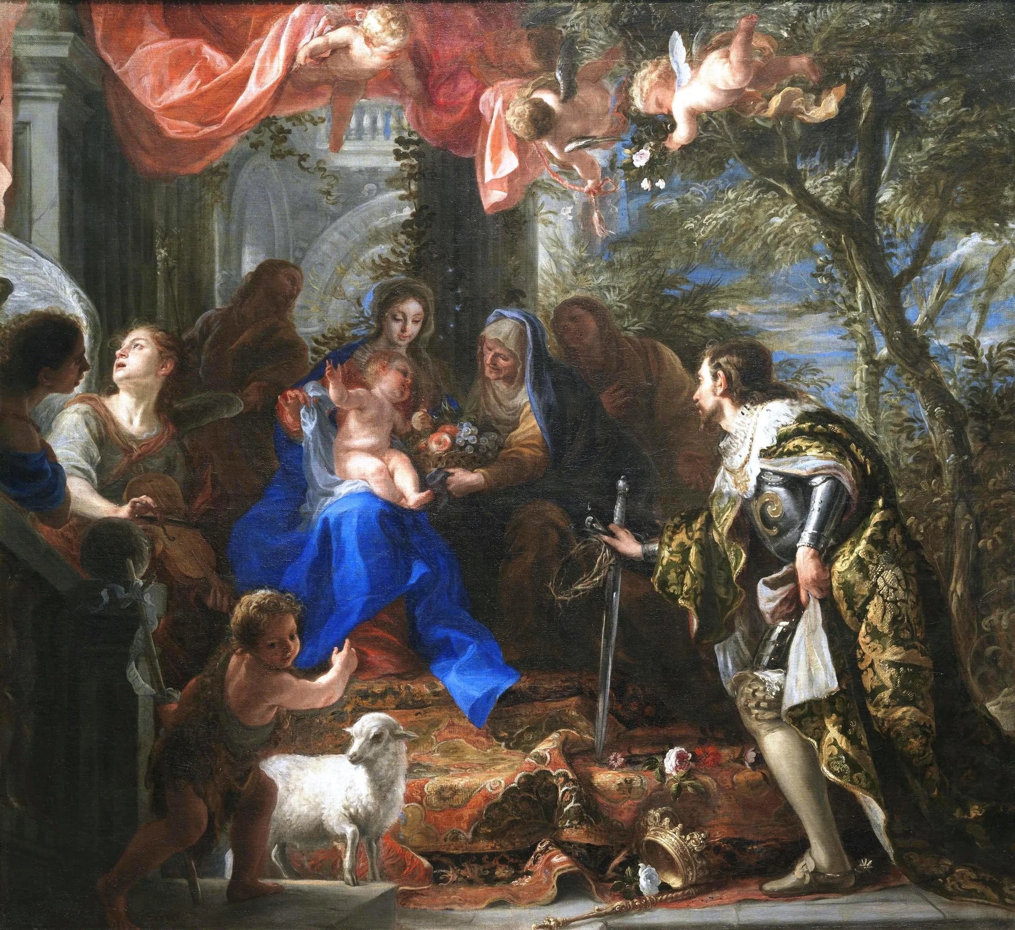 Vierge à l'Enfant adoré par Saint Louis, Roi de France - Claudio Coello image 1 reproduction de peinture à l’huile