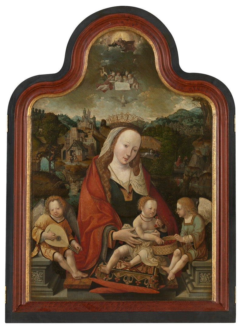 Virgem com o Menino e anjos - Jacob Cornelisz van Oostsanen