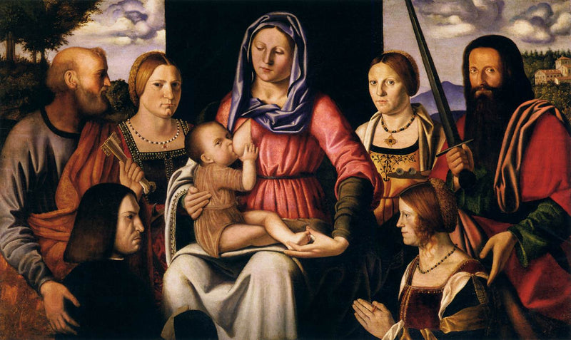 Virgem com o Menino com santos e doadores - Bernardino Luini