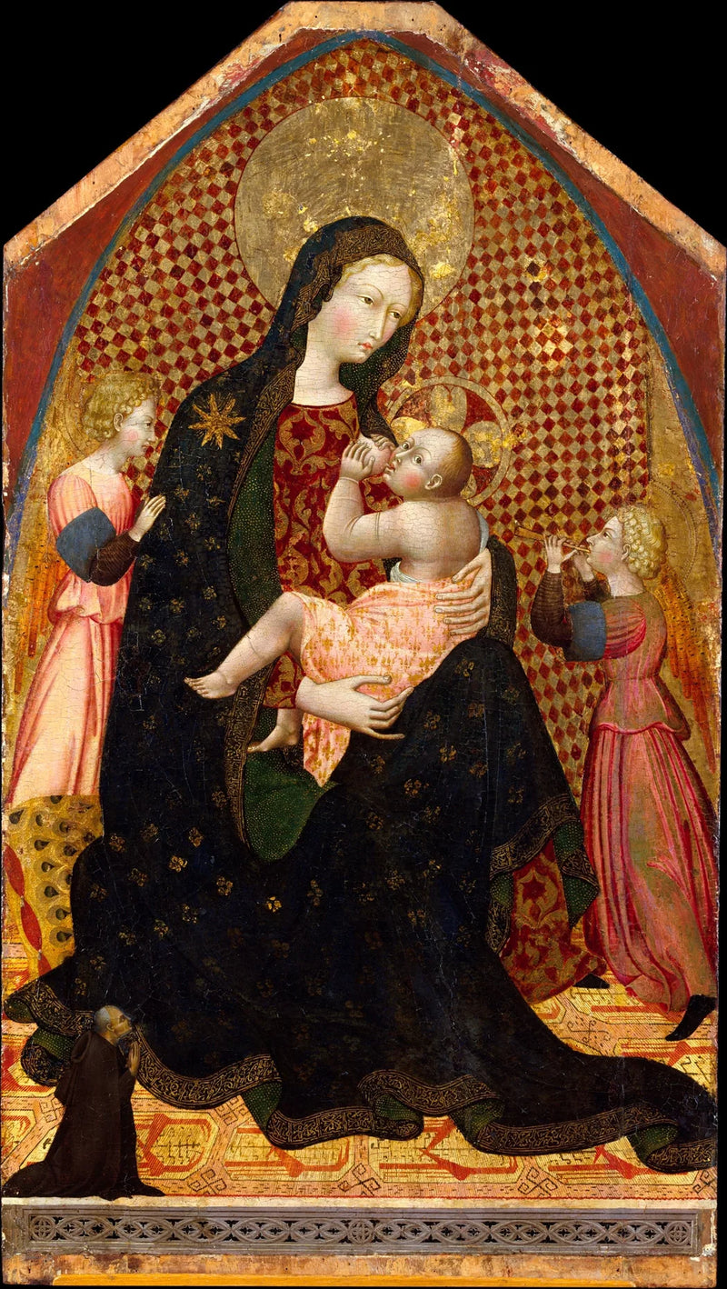 Virgem com o Menino, dois anjos e um doador - Giovanni di Paolo