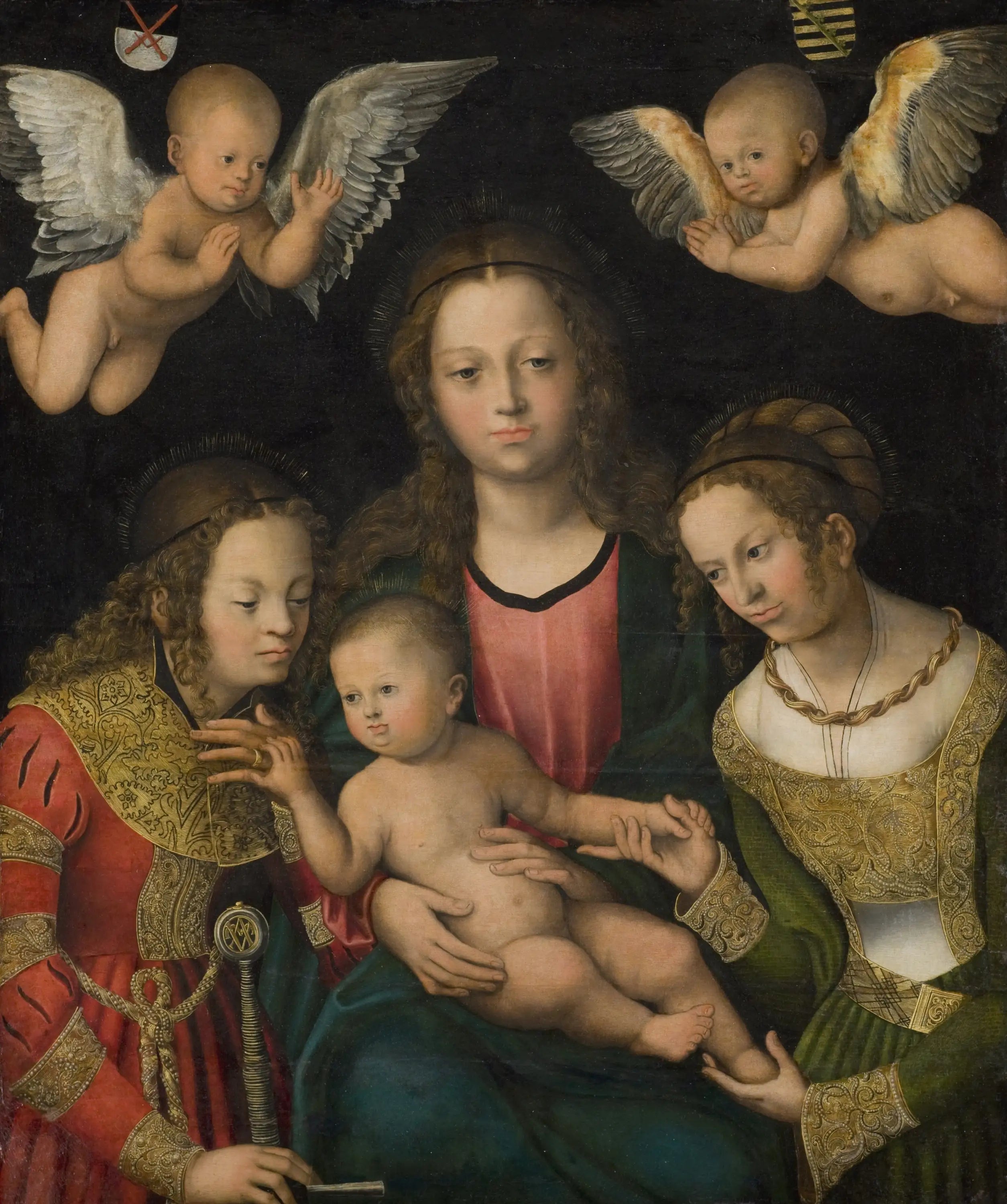Vierge à l'Enfant avec les saintes Catherine et Barbara - Lucas Cranach the Elder image 1 reproduction d’œuvre d’art à l’huile