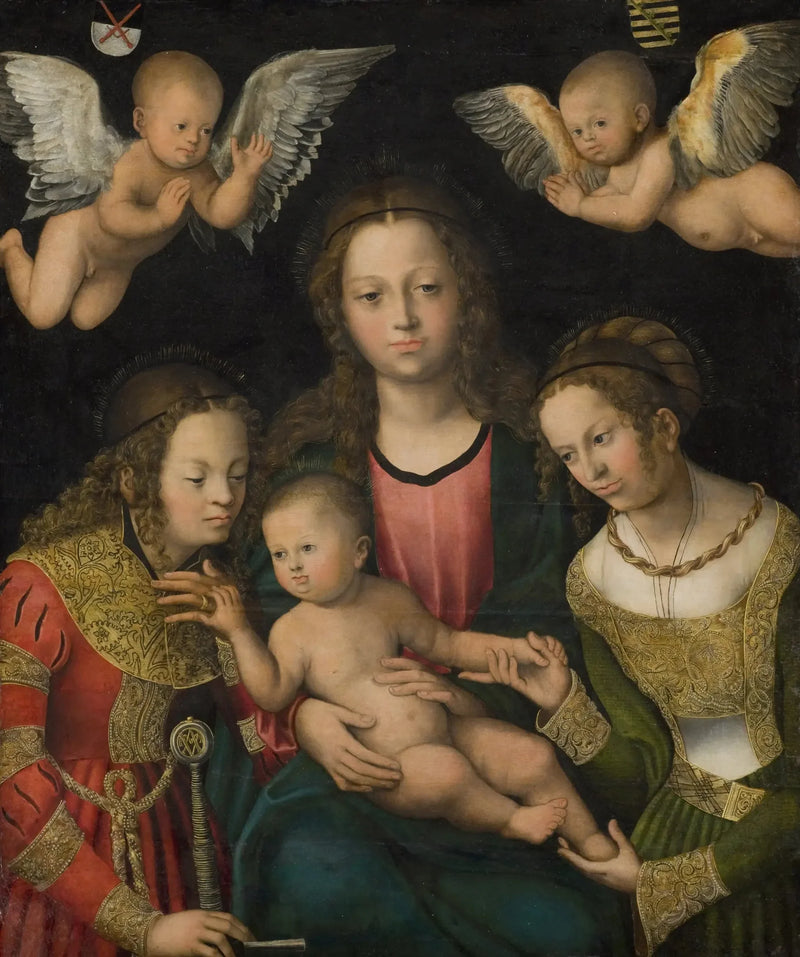 Virgem com o Menino com as santas Catarina e Bárbara - Lucas Cranach, o Velho