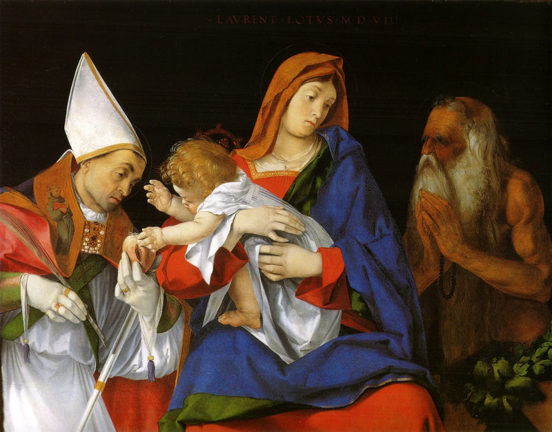 Virgem com o Menino com os santos Inácio de Antioquia e Onofre - Lorenzo Lotto