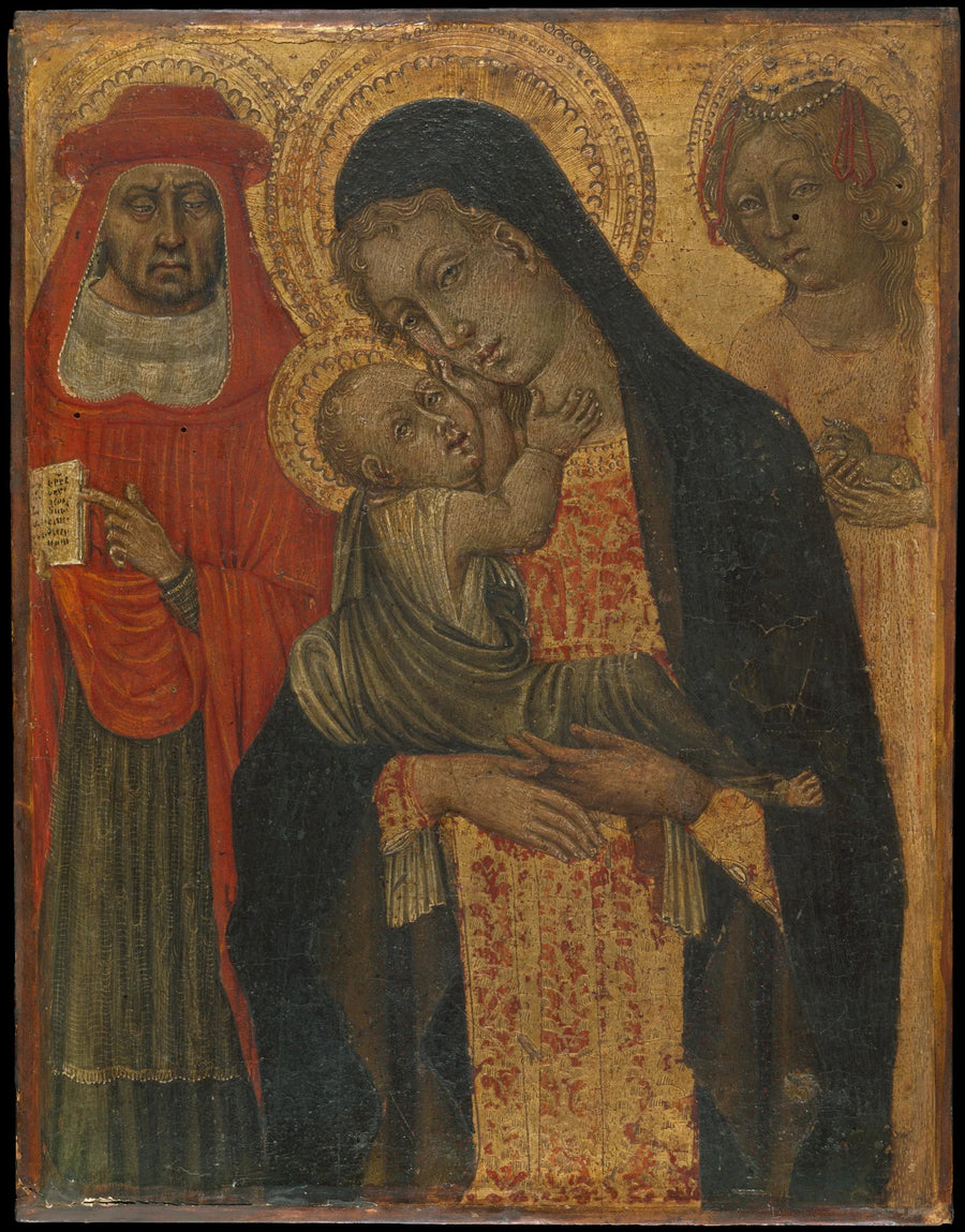 Virgem com o Menino com os santos Jérôme e Agnès - Giovanni di Paolo