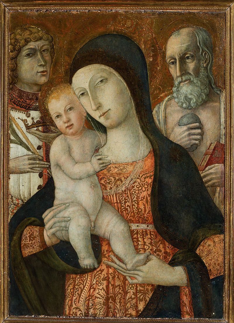 Virgem com o Menino com os santos Miniatus e Jerônimo - Matteo di Giovanni