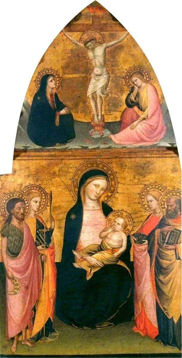Virgem com o Menino com quatro santos e Cristo crucificado - Jacopo di Cione