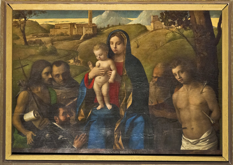 Virgem com o Menino com quatro santos (João Batista, Francisco, Jérôme e Sebastien (da esquerda para a direita)) e o Doador - Giovanni Bellini