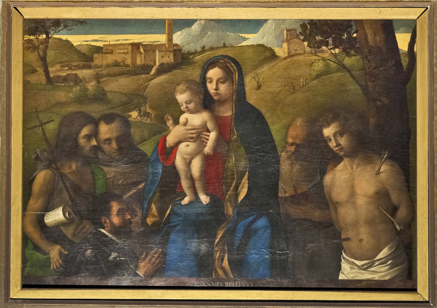 Virgem com o Menino com quatro santos (João Batista, Francisco, Jérôme e Sebastien (da esquerda para a direita)) e o Doador - Giovanni Bellini