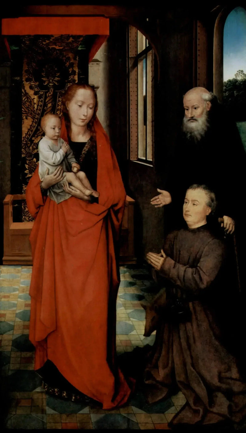 Virgem com o Menino com São Antônio e um doador - Hans Memling