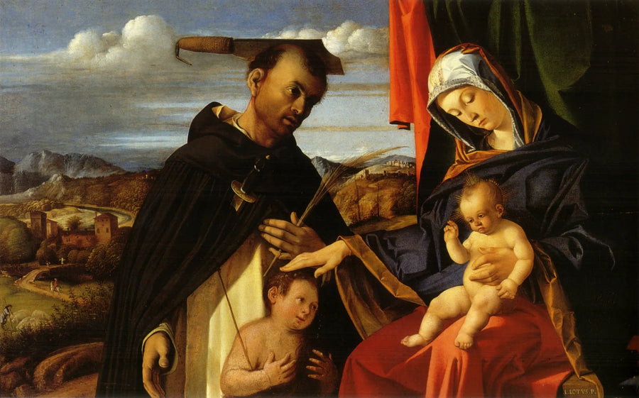 Virgem com o Menino e São Pedro Mártir - Lorenzo Lotto