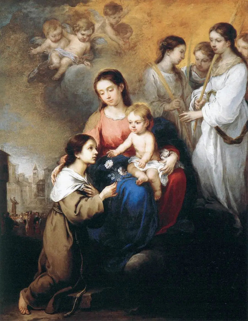 Virgem com o Menino e Santa Rosa de Viterbo - Bartolomé Esteban Murillo