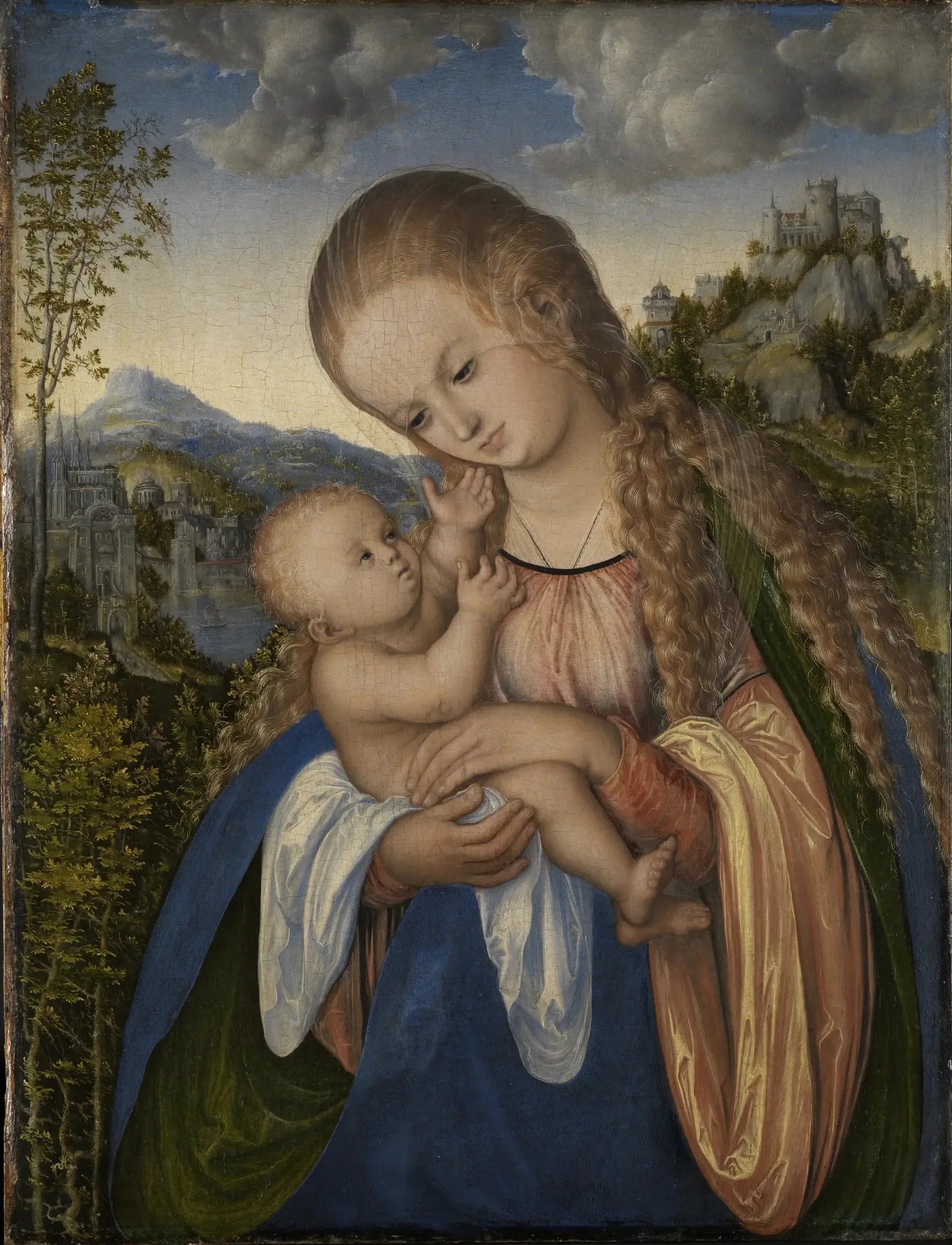 Vierge à l'Enfant dans un paysage luxuriant - Lucas Cranach the Elder image 1 tableau peint à l’huile sur toile