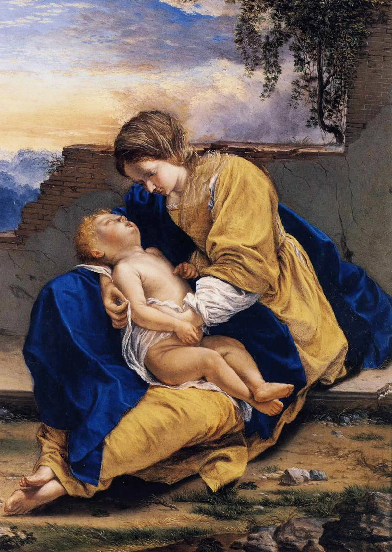 Virgem com o Menino em uma paisagem - Orazio Gentileschi
