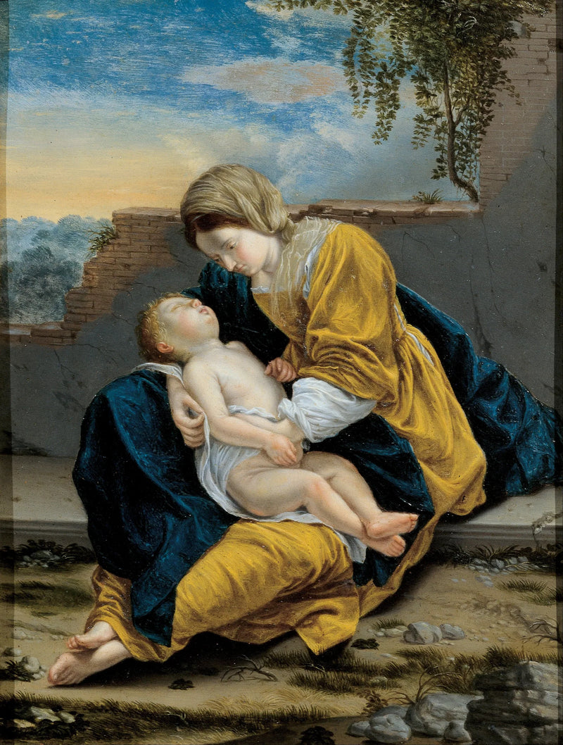 Virgem com o Menino em uma paisagem - Orazio Gentileschi