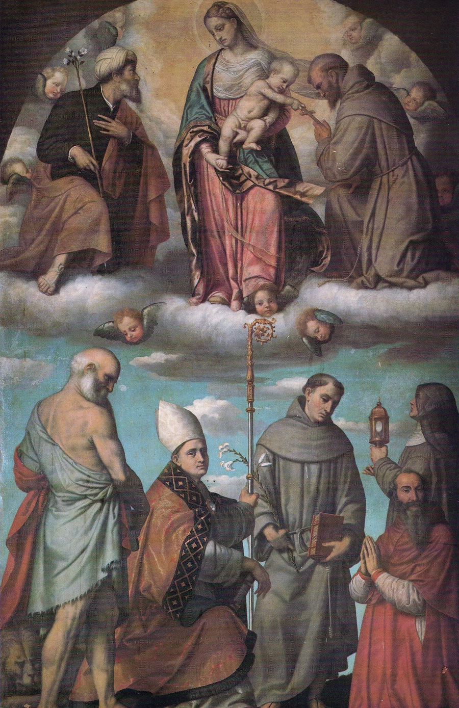 Virgem com o Menino em glória com os santos José e Francisco - Alessandro Bonvicino