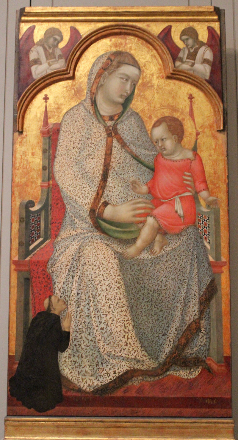 Virgem com o Menino em majestade com Doadores e Anjos - Pietro Lorenzetti