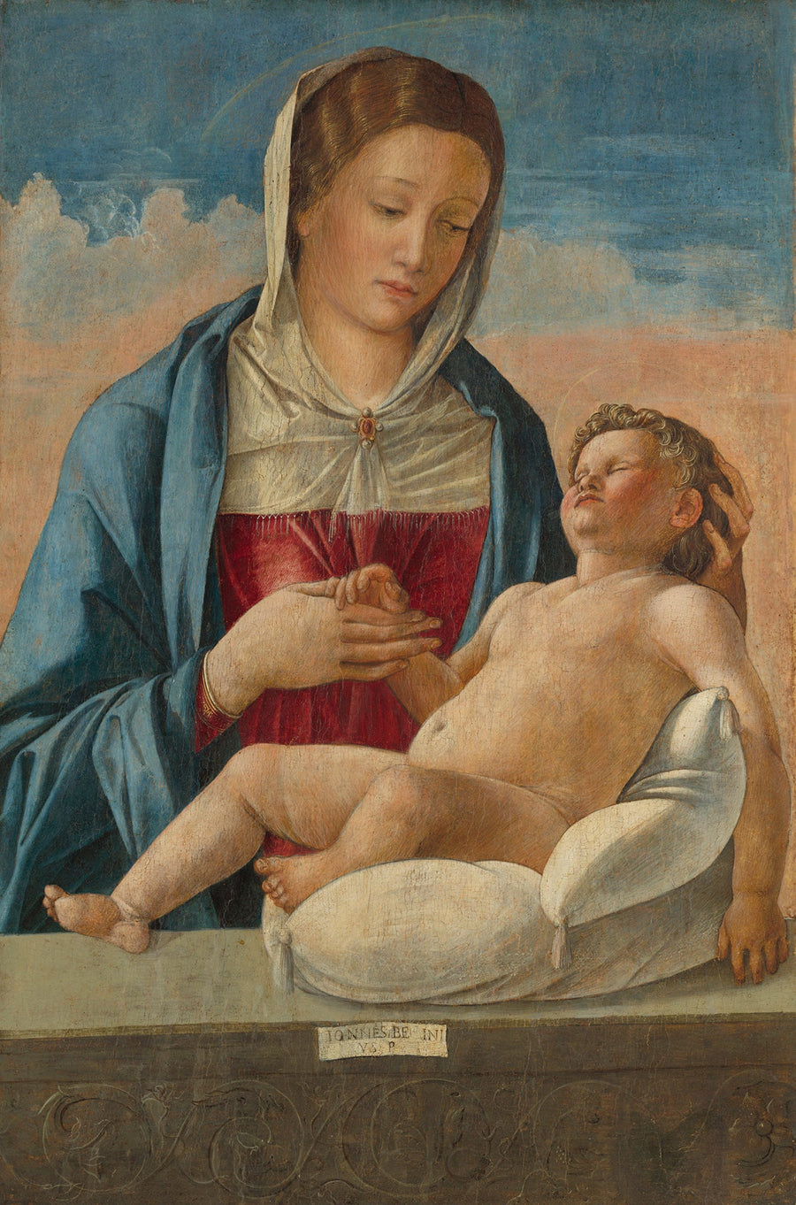 Virgem com o Menino Dormindo sobre um Parapeito - Giovanni Bellini
