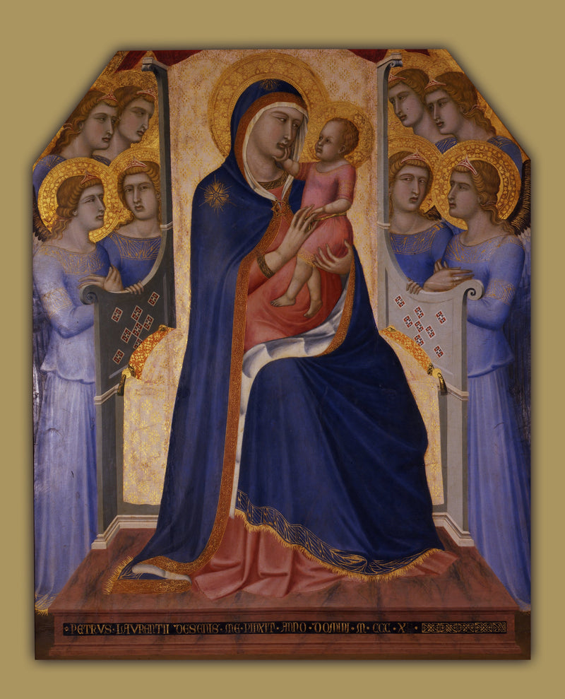 Virgem com o Menino cercada por oito anjos - Pietro Lorenzetti
