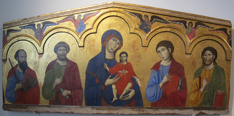 Virgem com o Menino cercada por quatro santos - Guido da Siena