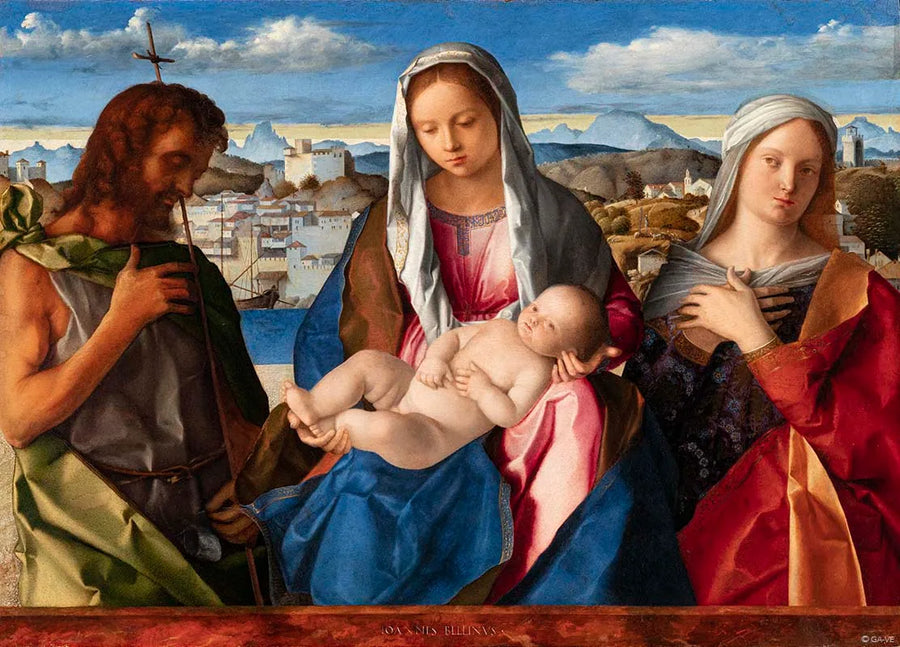 Virgem com o Menino rodeada por São João Batista e uma santa - Giovanni Bellini