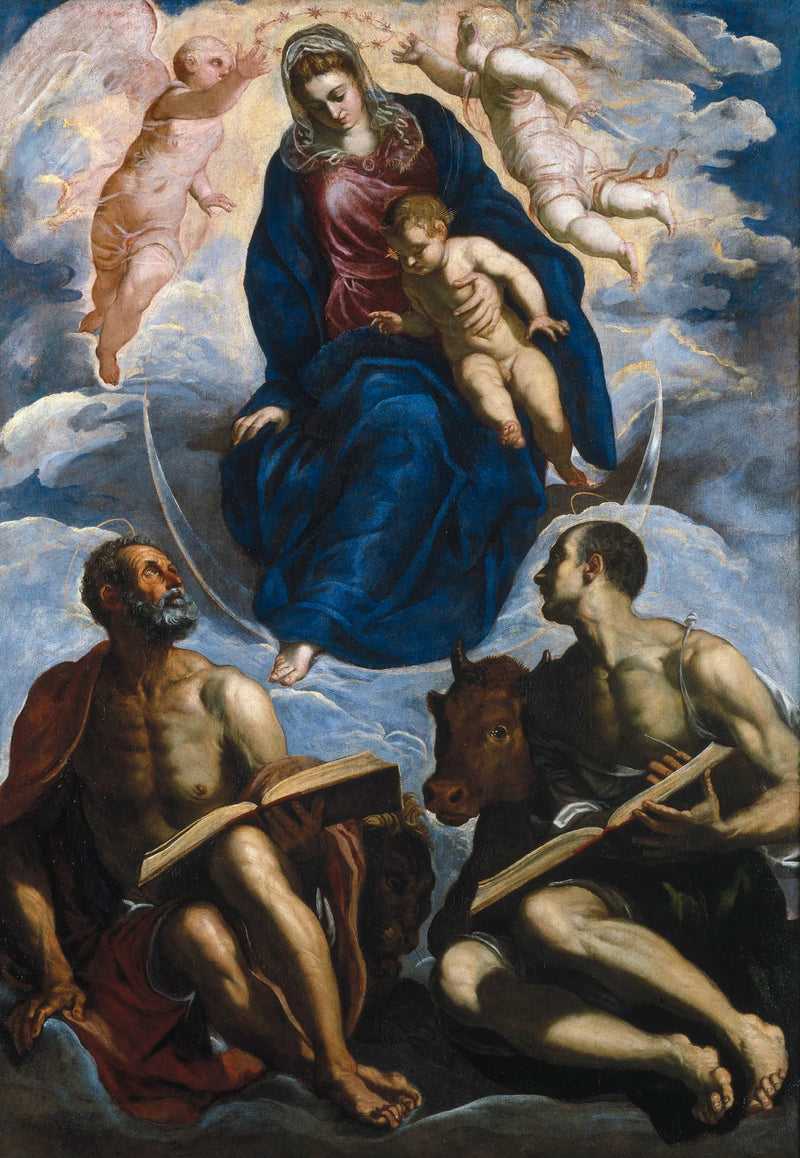 Virgem com o Menino, São Marcos e São Lucas - Jacopo Tintoretto