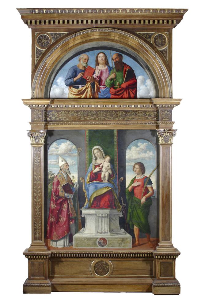 Virgem com o Menino em trono com os santos Denys e Victor - Cima da Conegliano