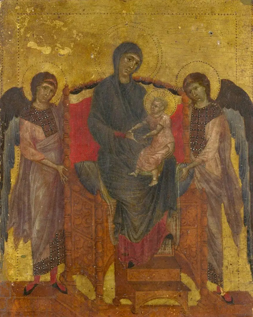 Virgem com o Menino sentado no trono e cercada por dois anjos - Cimabue