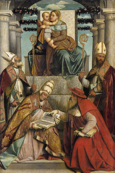 Virgem com o Menino e os Quatro Doutores da Igreja - Alessandro Bonvicino