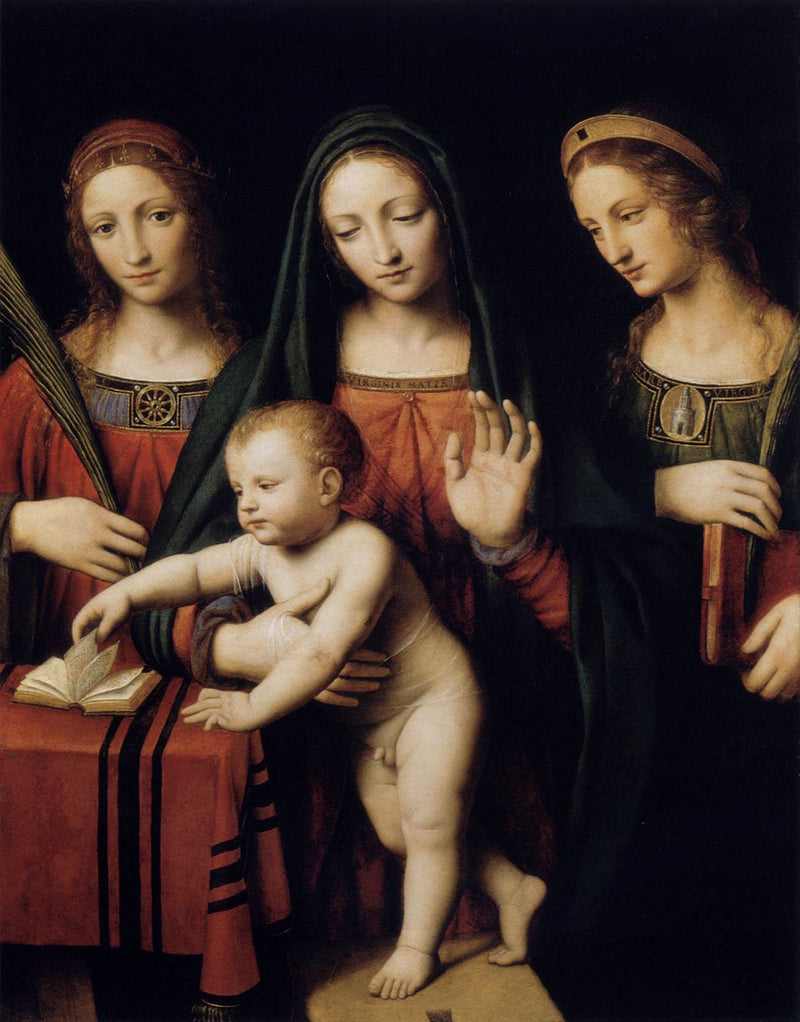 Virgem com o Menino com Santa Catarina de Alexandria e Santa Bárbara - Bernardino Luini