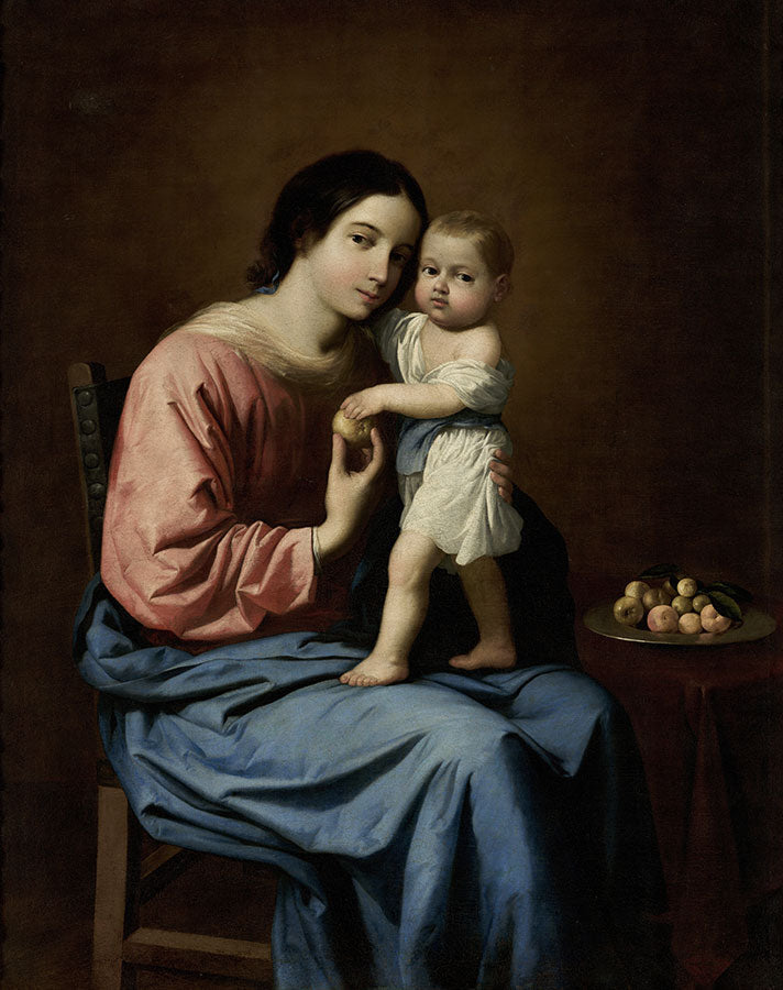 Virgem com o Menino com um prato de frutas - Francisco de Zurbarán