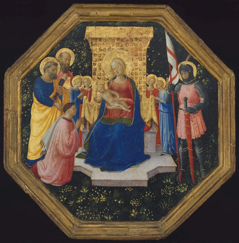 Virgem com o Menino no trono com os santos Pedro, Paulo e Georges (?), quatro anjos e um doador - Fra Angelico
