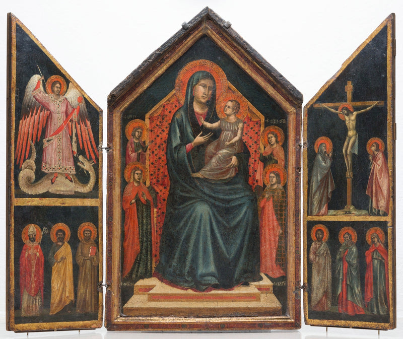 Virgem com o Menino sentado com santas Lúcia, Margarida, Maria Madalena e Catarina de Alexandria - Mestre de Santa Cecília