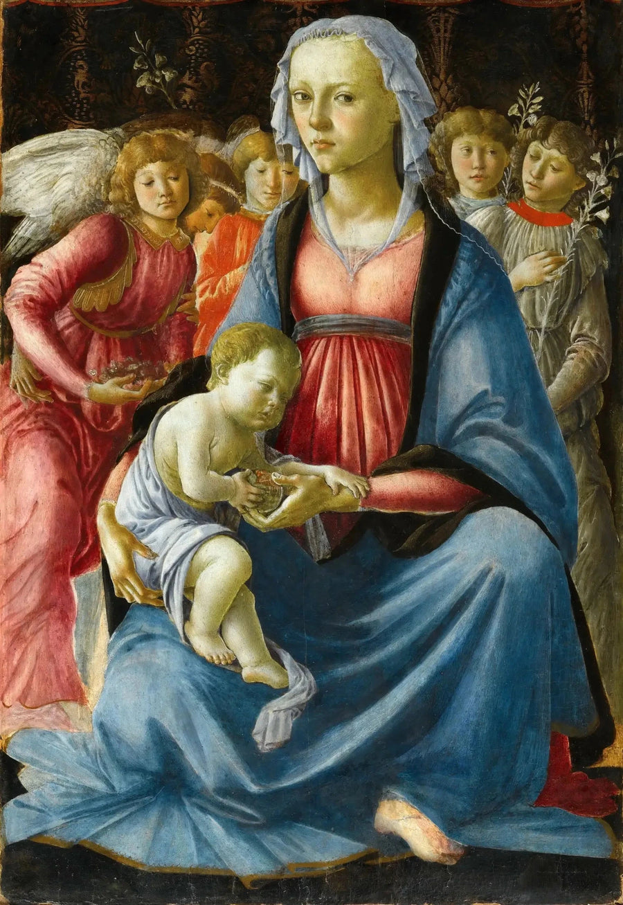 A Virgem e o Menino cercados por cinco anjos - Sandro Botticelli