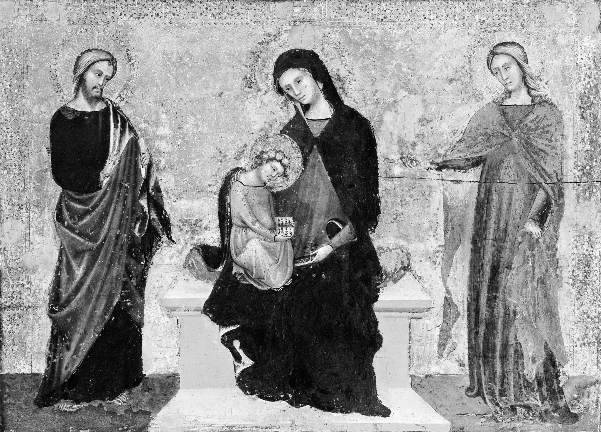 Vierge à l'Enfant trônant avec saint Jacques le Mineur et sainte Lucie - Marco di Paolo Veneziano