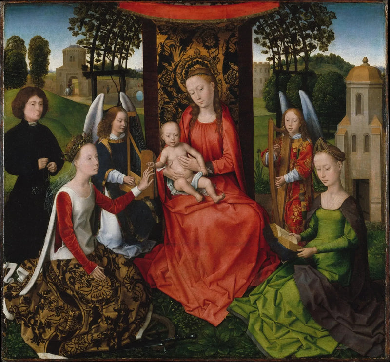Virgem e criança com Santa Catarina de Alexandria e Bárbara - Hans Memling