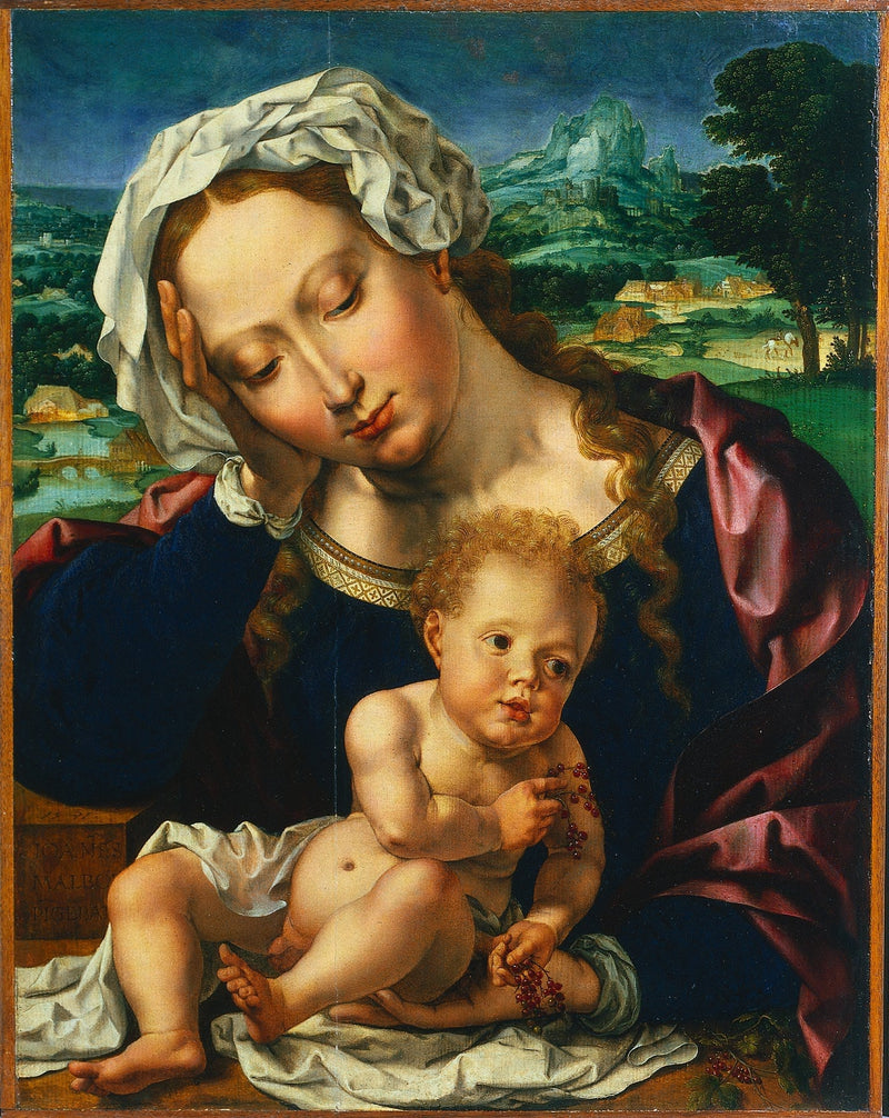Virgem e Criança em uma paisagem - Jan Gossaert