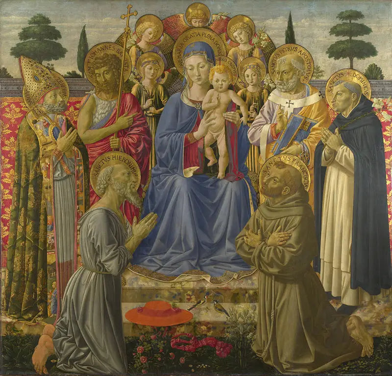 Virgem e o Menino entronizados entre os anjos e os santos - Benozzo Gozzoli